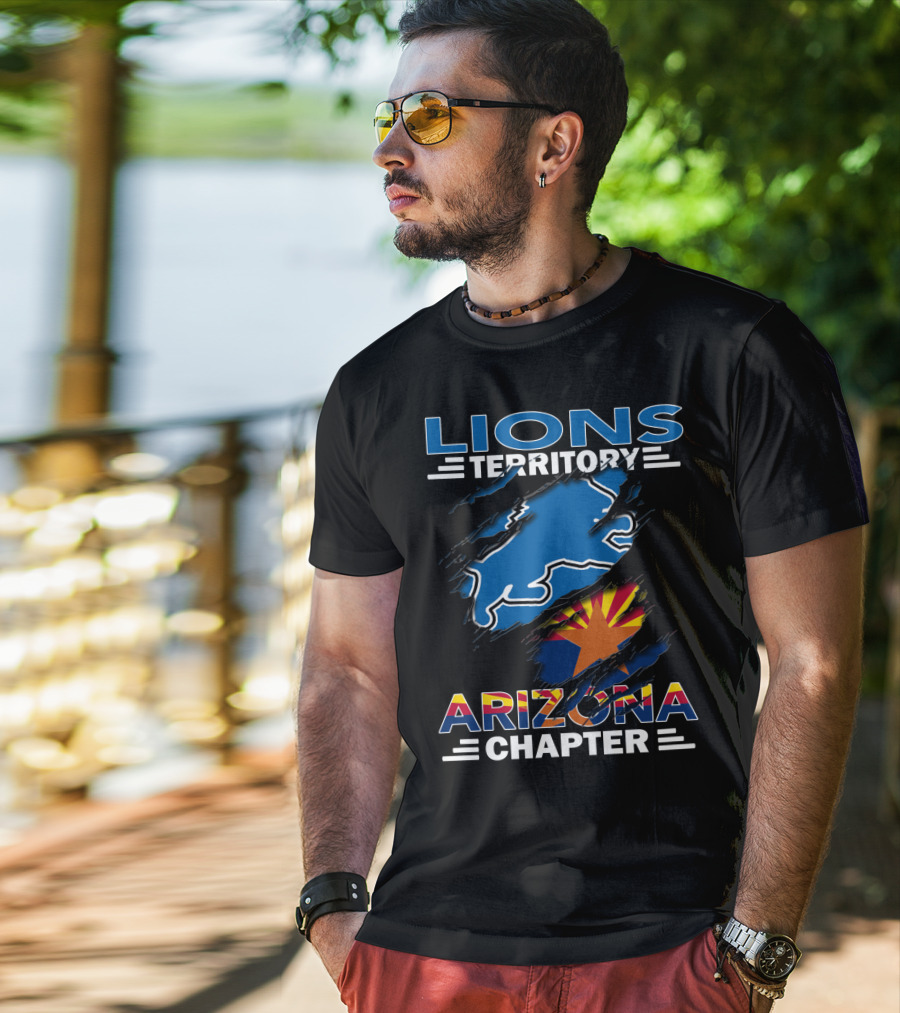 Lions Territory Arizona Chapter NFL Fan Shirt Arizona Flag And Lions T-Shirt