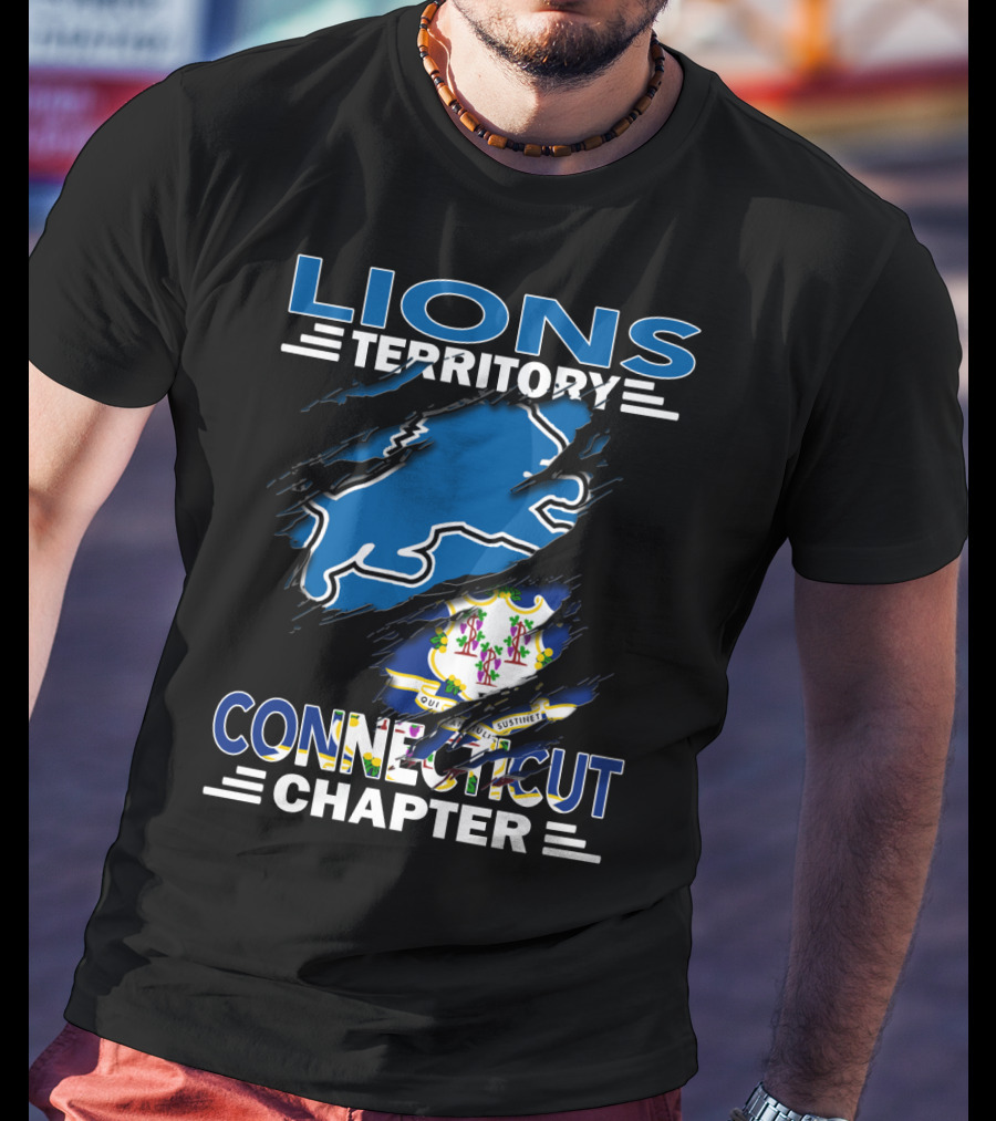 Lions Territory Connecticut Chapter State Crest Ripped T-Shirt