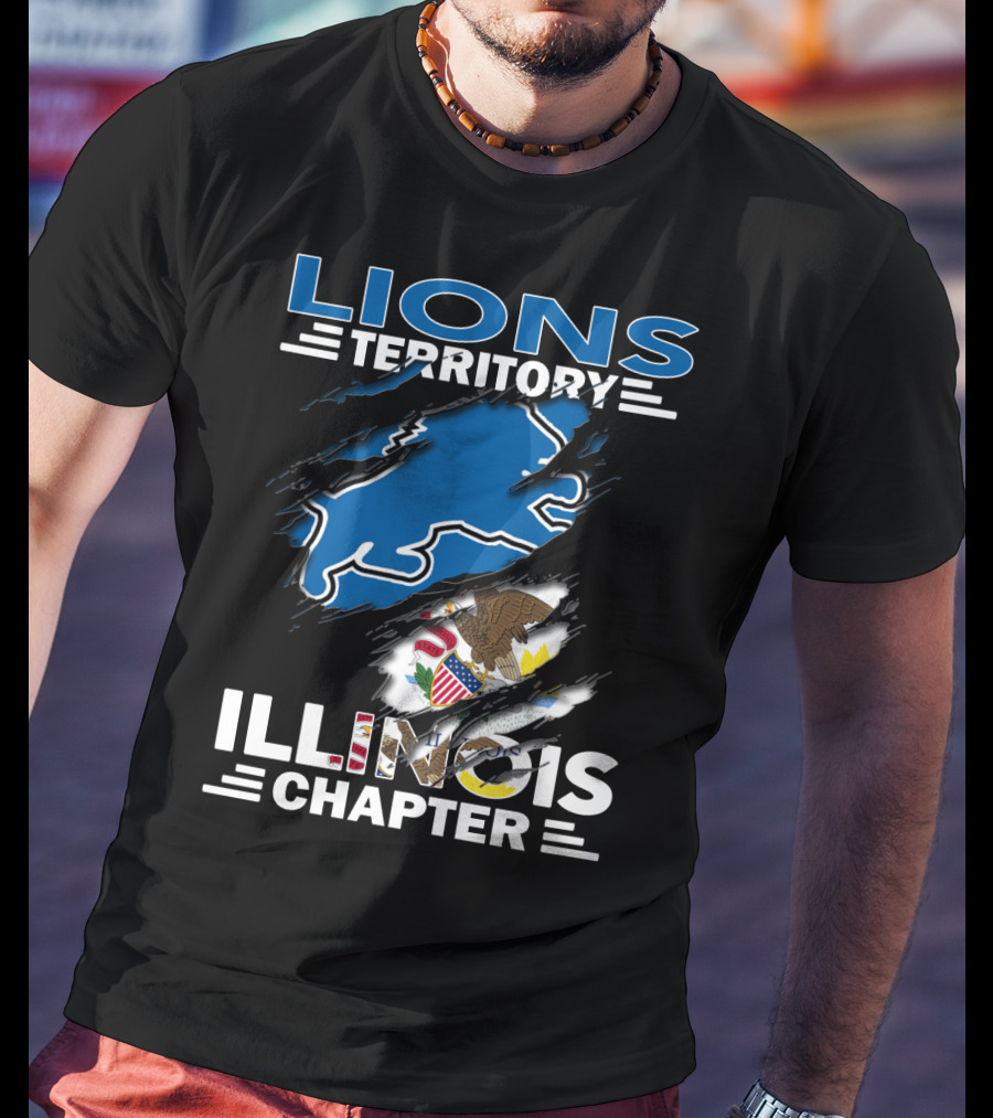 Lions Territory Illinois Chapter Blue And Eagle Emblem T-Shirt