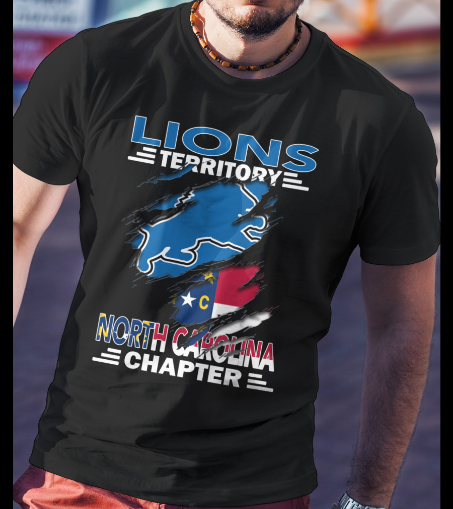 Lions Territory North Carolina Chapter State Flag Ripped T-Shirt