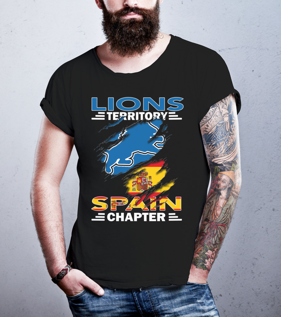 Lions Territory Spain Chapter Blue Lion Spanish Flag T-Shirt