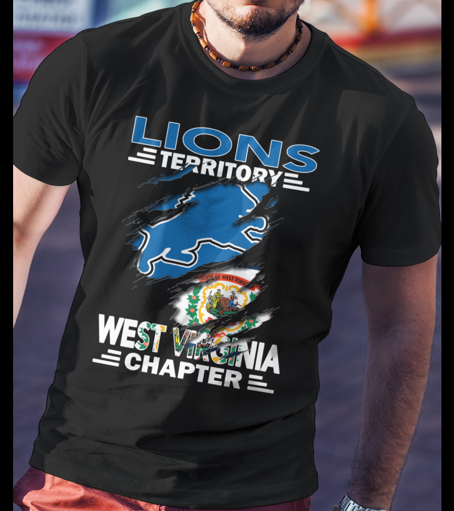 Lions Territory West Virginia Chapter State Emblem Ripped T-Shirt