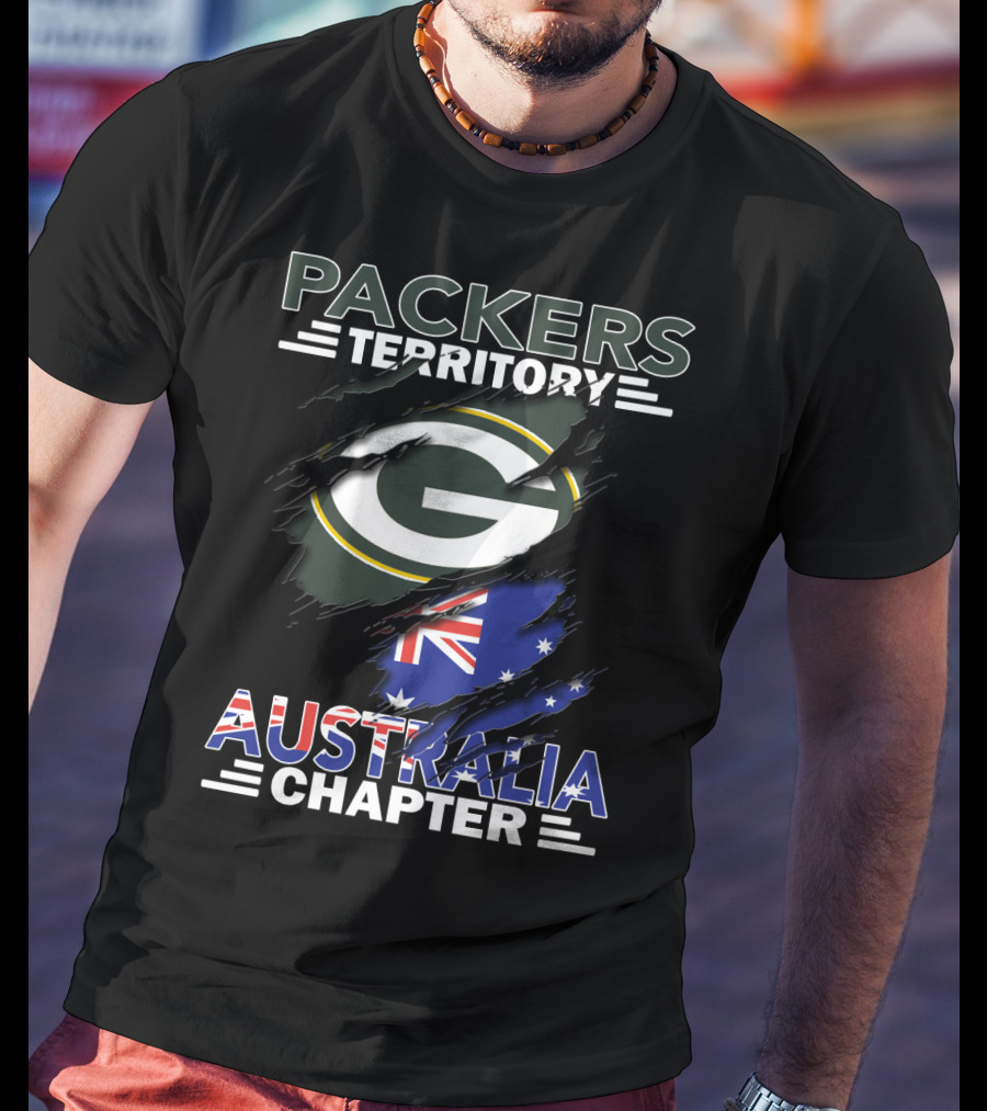 Packers Territory Australia Chapter Green Bay Packers Logo With Australian Flag T-Shirt