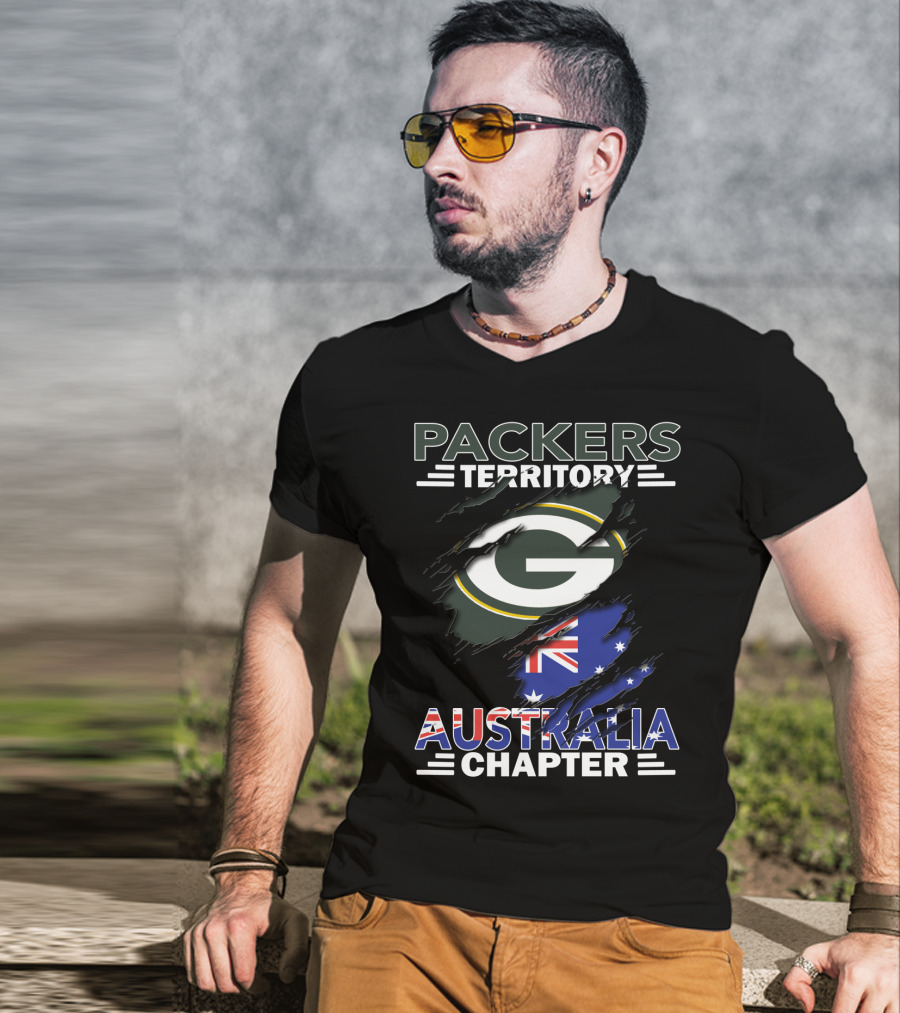 Packers Territory Australia Chapter Green Bay Packers Logo With Australian Flag T-Shirt