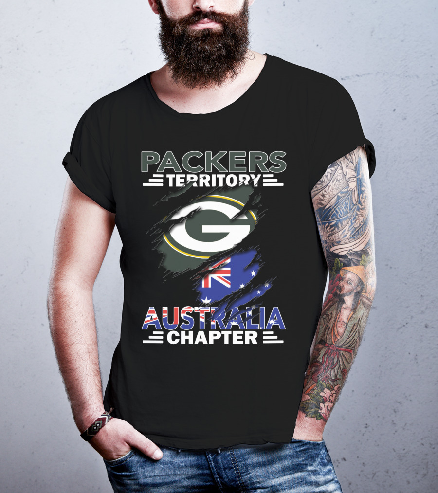 Packers Territory Australia Chapter Green Bay Packers Logo With Australian Flag T-Shirt