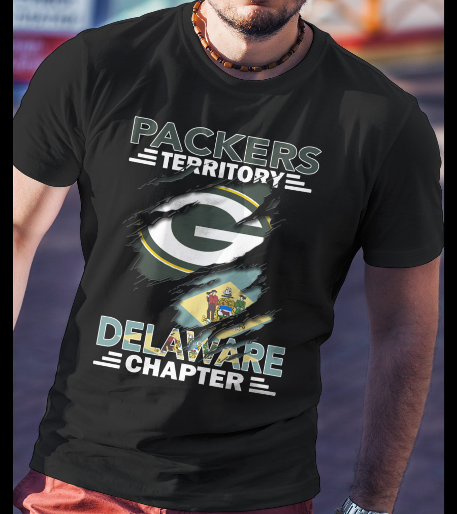 Packers Territory Delaware Chapter Green Bay Football Team Delaware Flag T-Shirt