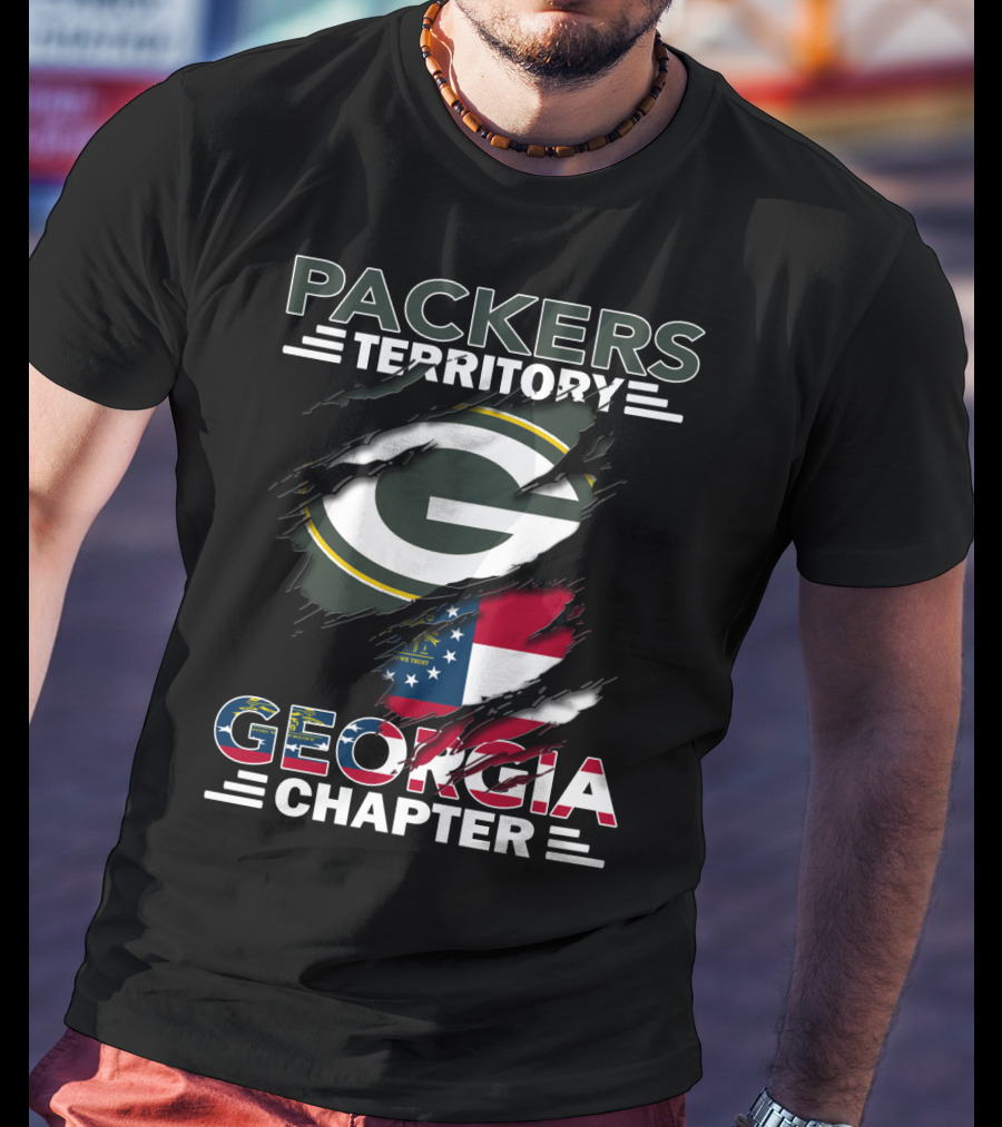 Packers Territory Georgia Chapter Green Bay Football Logo And Georgia Flag Integration T-Shirt