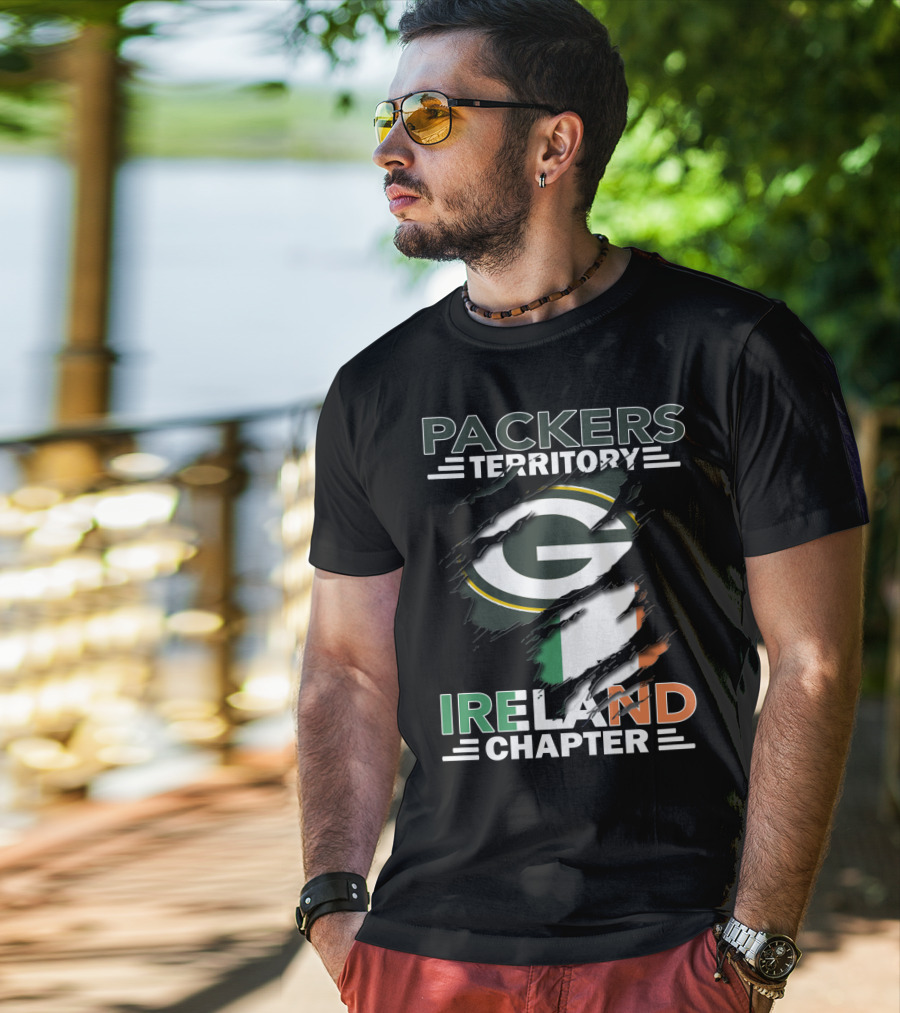 Packers Territory Ireland Chapter Green Bay Logo And Irish Flag T-Shirt