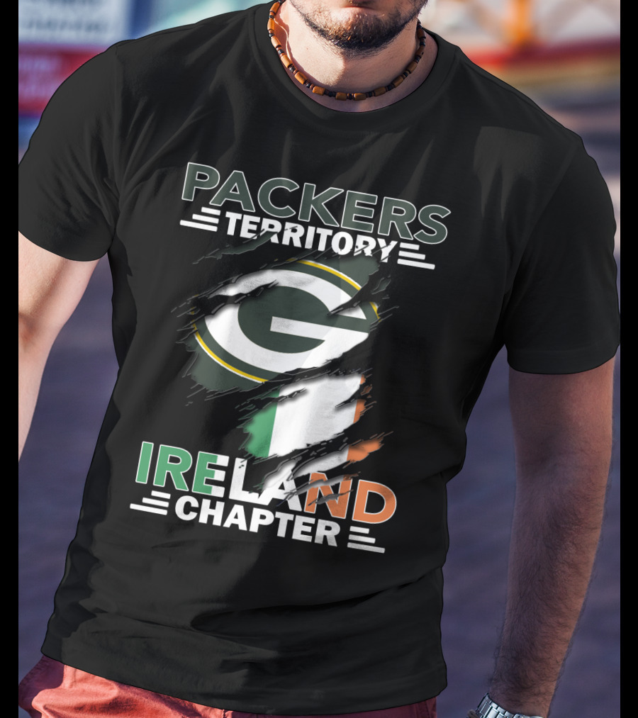 Packers Territory Ireland Chapter Green Bay Logo And Irish Flag T-Shirt