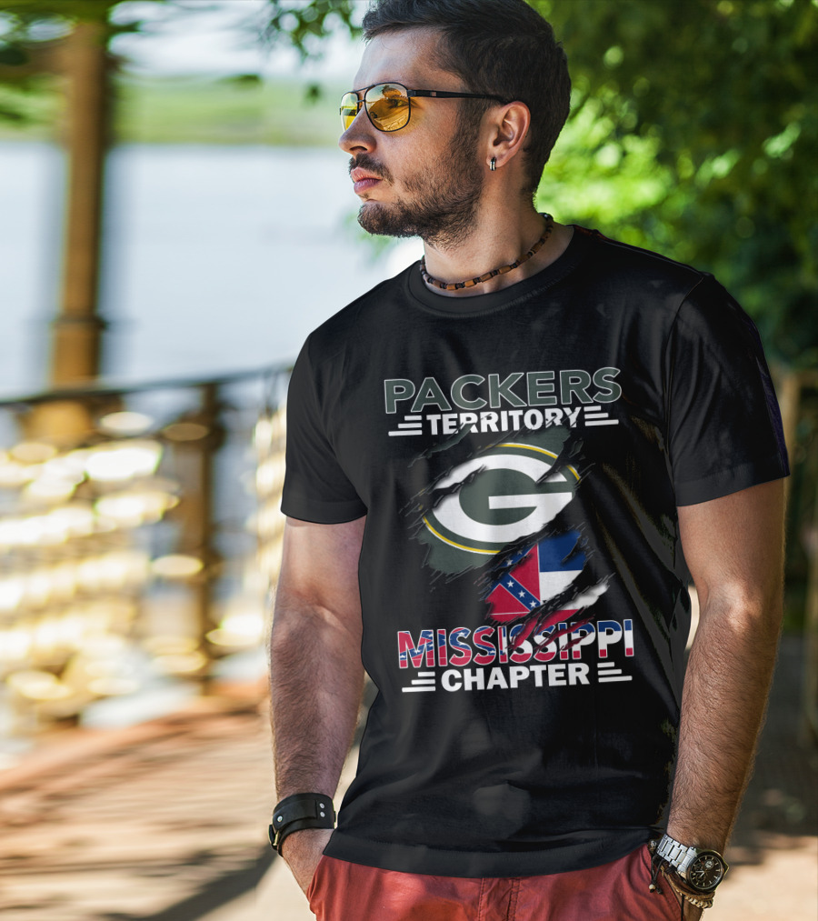 Packers Territory Mississippi Chapter Green Bay Packers Logo And Mississippi Flag Elements T-Shirt