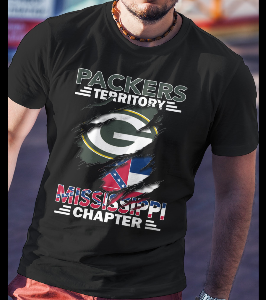 Packers Territory Mississippi Chapter Green Bay Packers Logo And Mississippi Flag Elements T-Shirt