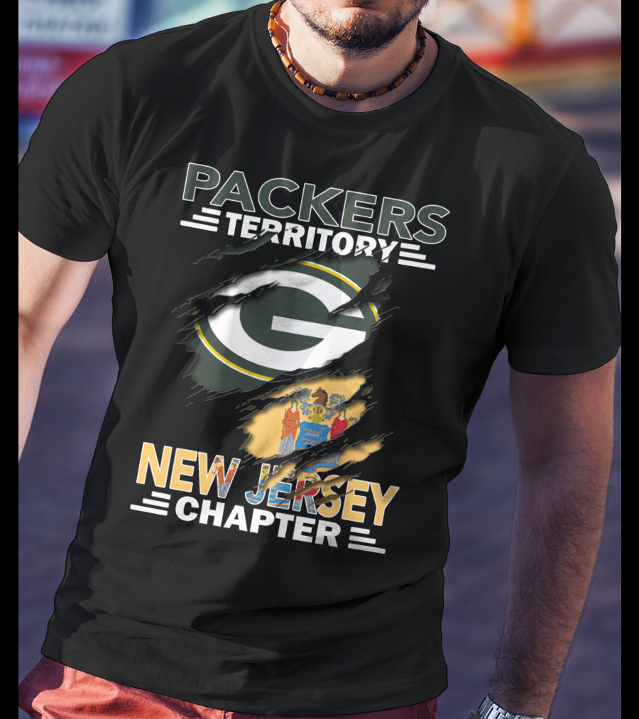 Packers Territory New Jersey Chapter Green Bay Logo And State Flag T-Shirt