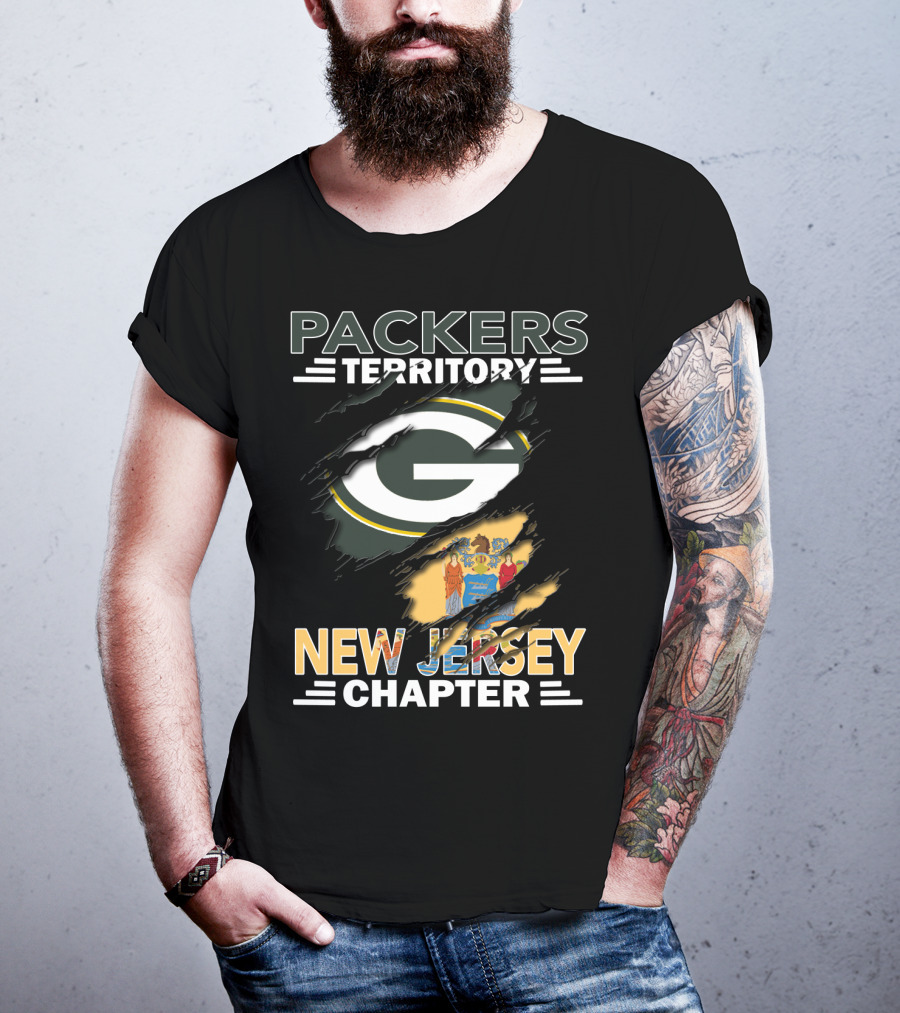 Packers Territory New Jersey Chapter Green Bay Logo And State Flag T-Shirt
