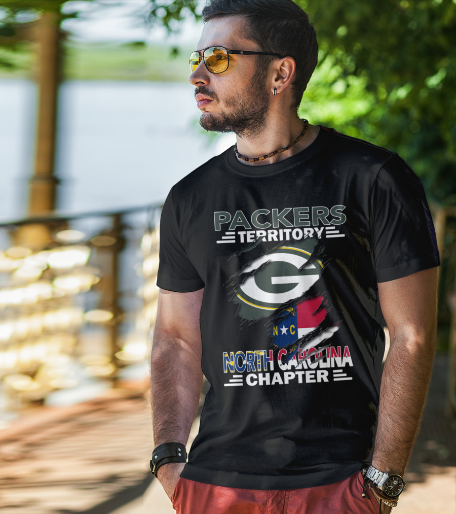 Packers Territory Green Bay Logo North Carolina Chapter NC Flag T-Shirt