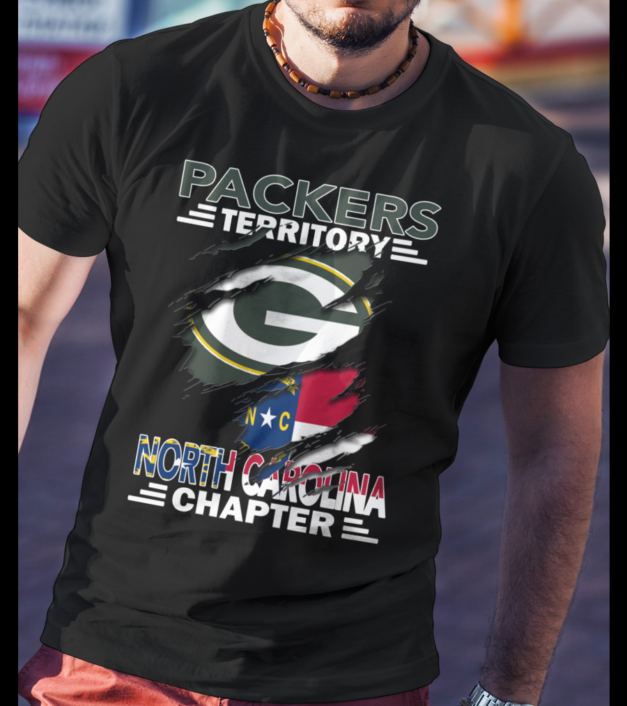 Packers Territory Green Bay Logo North Carolina Chapter NC Flag T-Shirt