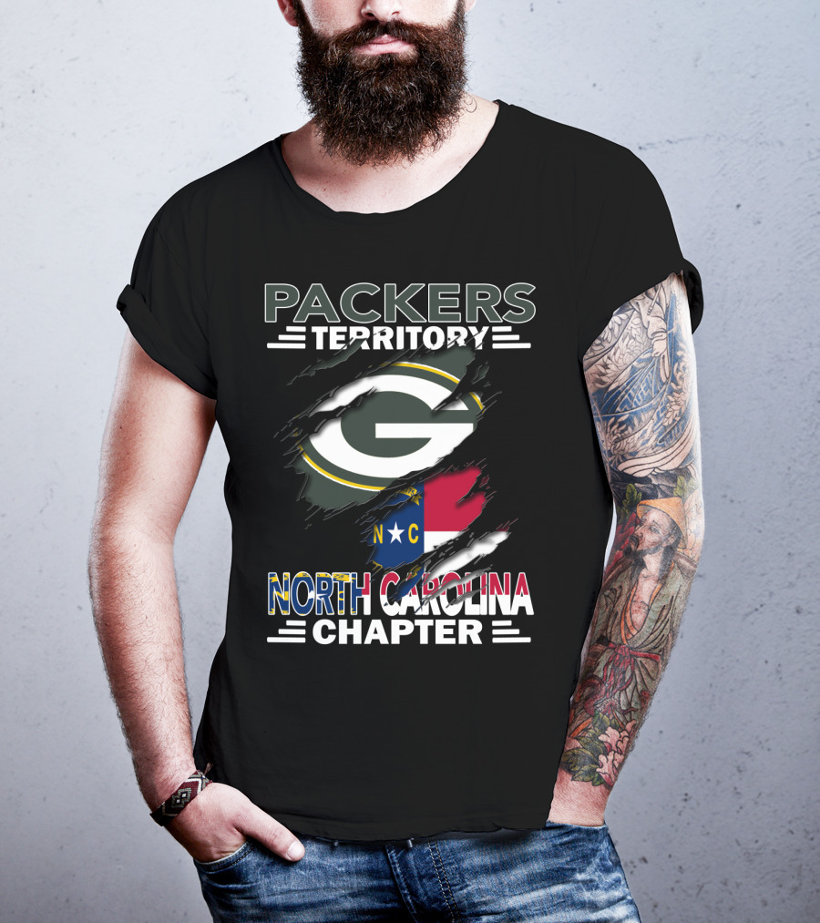 Packers Territory Green Bay Logo North Carolina Chapter NC Flag T-Shirt