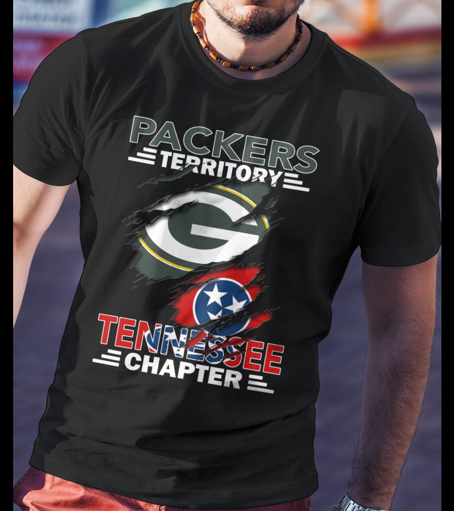 Packers Territory Tennessee Chapter Green Bay Logo Tennessee Flag T-Shirt
