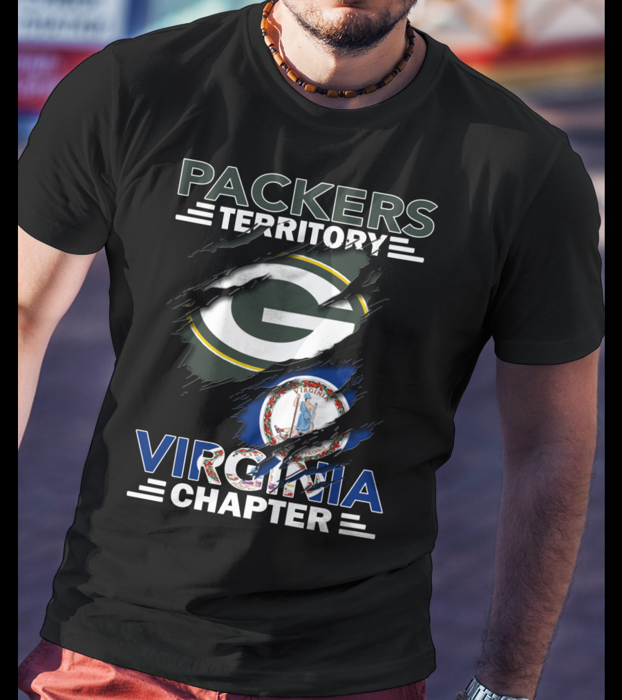Packers Territory Virginia Chapter Green Bay Logo Virginia Flag T-Shirt