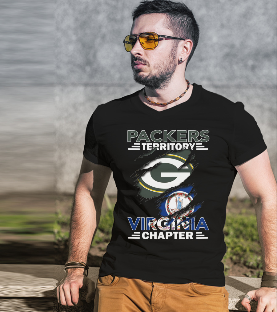 Packers Territory Virginia Chapter Green Bay Logo Virginia Flag T-Shirt