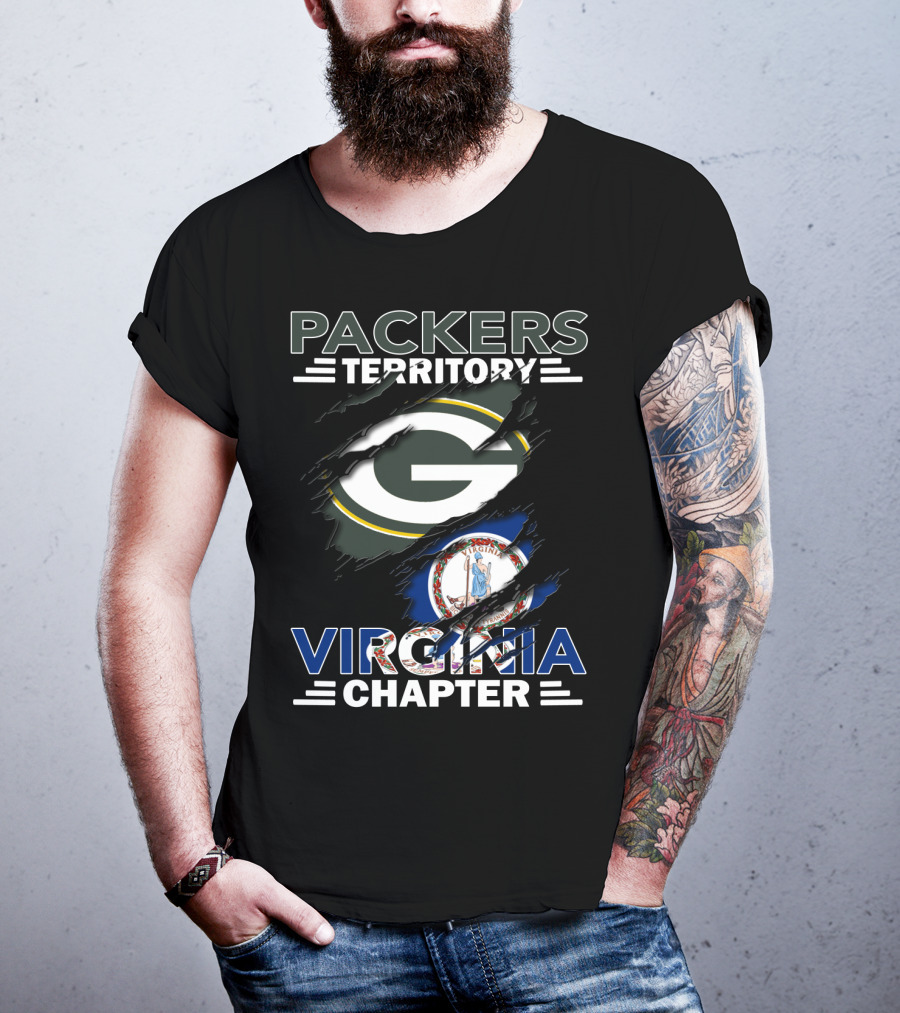 Packers Territory Virginia Chapter Green Bay Logo Virginia Flag T-Shirt