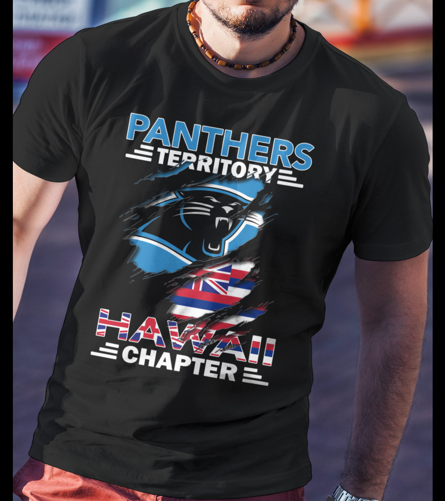 Panthers Territory Hawaii Chapter NFL Team Logo With Hawaiian Flag T-Shirt