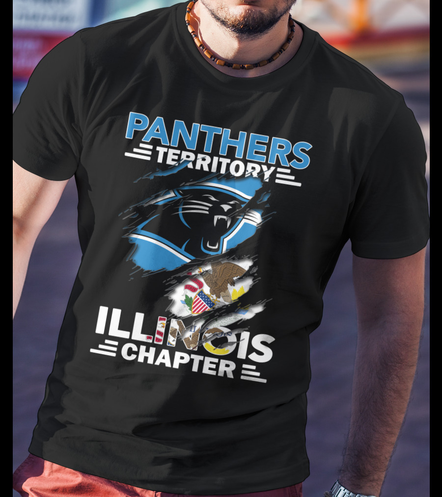 Panthers Territory Illinois Chapter עם סמלים של קארולינה ומדינת אילינוי T-Shirt
