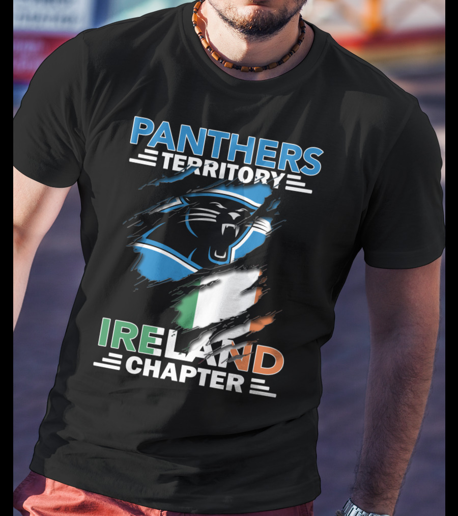 Panthers Territory Ireland Chapter Logo With Irish Flag And Panther Emblem T-Shirt