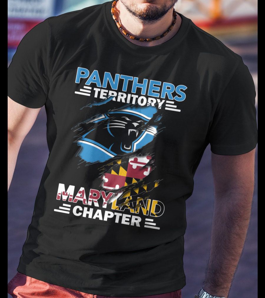 Panthers Territory Maryland Chapter Burst With Flag And Panther T-Shirt