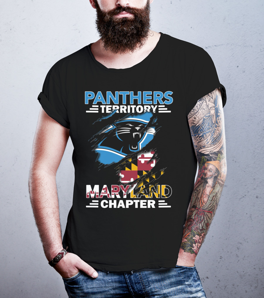 Panthers Territory Maryland Chapter Burst With Flag And Panther T-Shirt