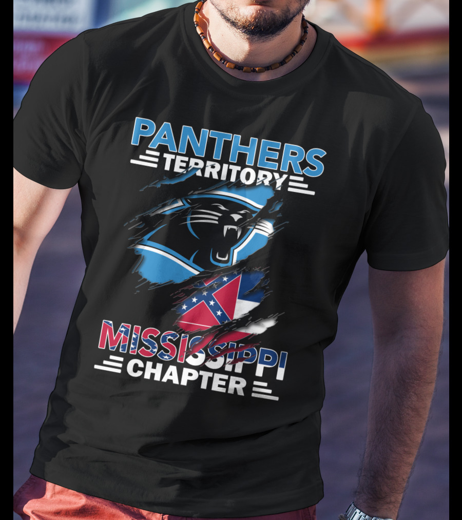 Panthers Territory Mississippi Chapter Flag And Panther Claw Mark Emblem T-Shirt