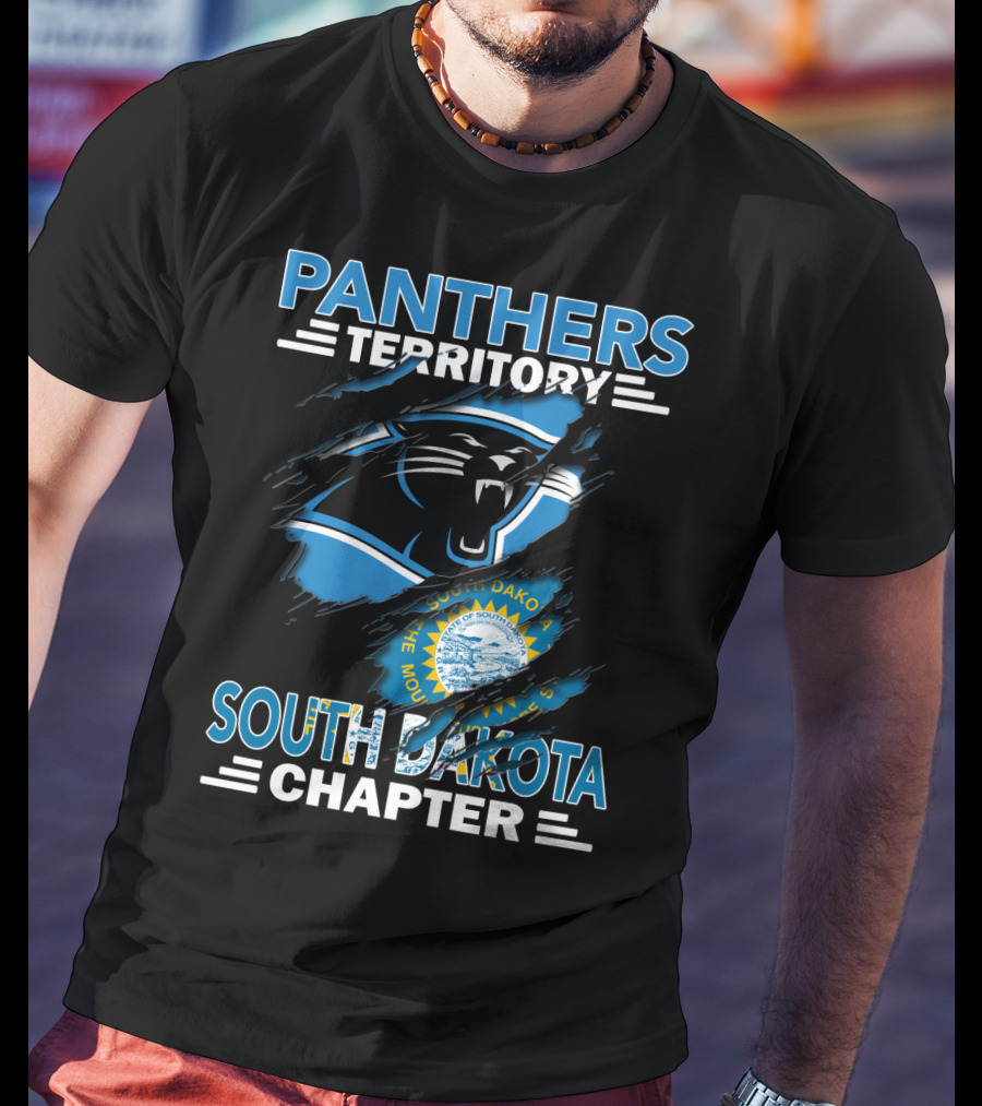 Panthers Territory South Dakota Chapter With Carolina Panthers Logo And South Dakota Seal T-Shirt