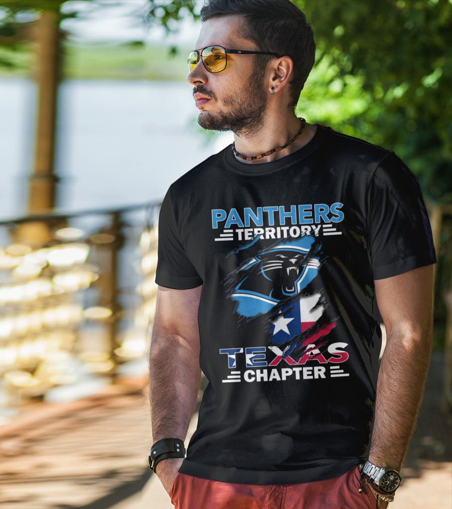 Panthers Territory Texas Chapter Logo With Texas Flag And Panther Emblem T-Shirt
