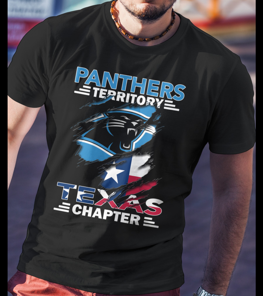 Panthers Territory Texas Chapter Logo With Texas Flag And Panther Emblem T-Shirt