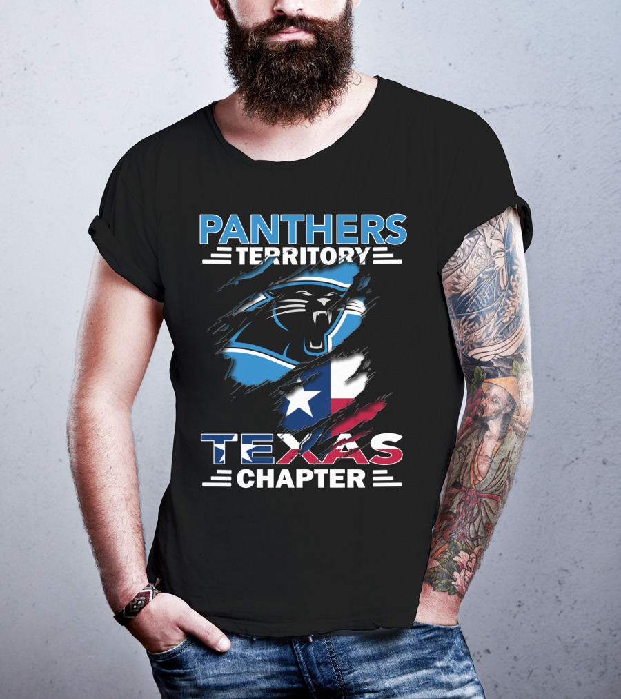Panthers Territory Texas Chapter Logo With Texas Flag And Panther Emblem T-Shirt