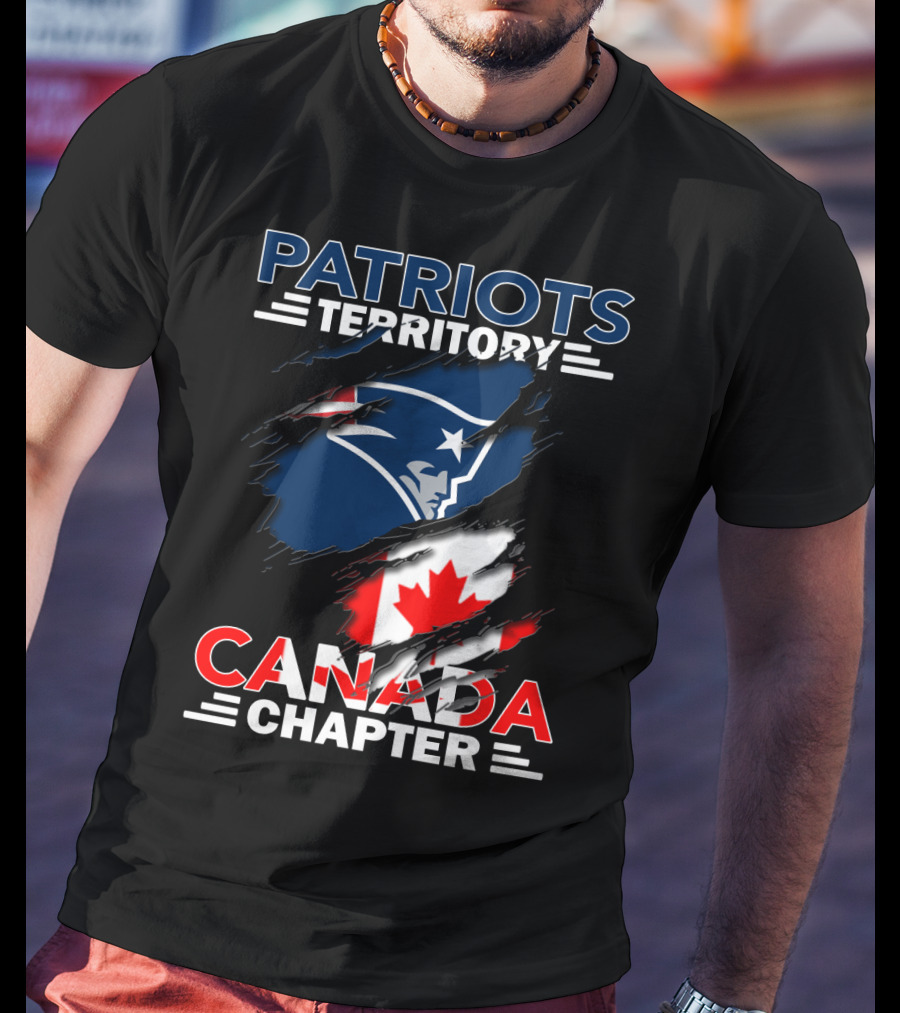 Patriots Territory Canada Chapter Maple Leaf Flag NFL T-Shirt