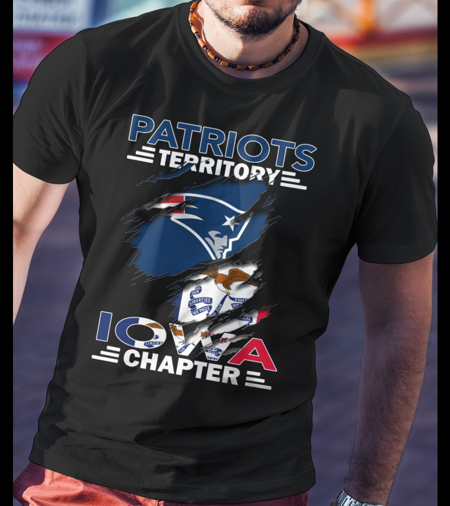 Patriots Territory Iowa Chapter New England Patriots Flag Emblem T-Shirt