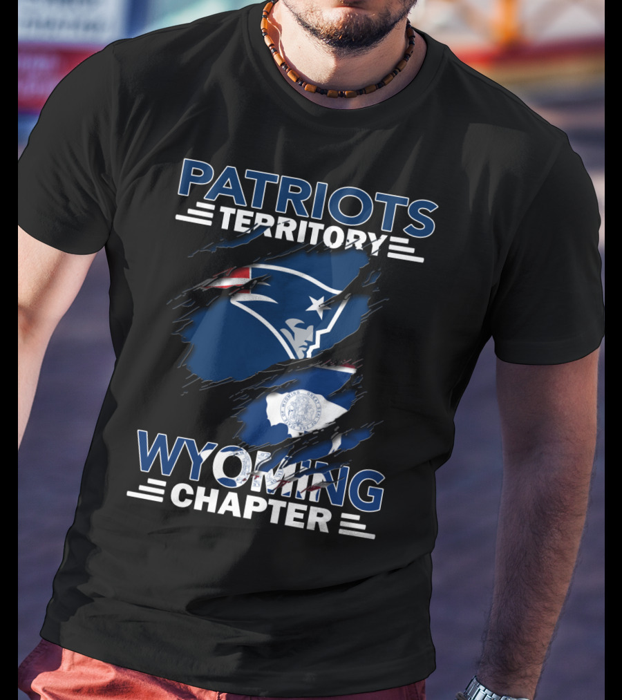 Patriots Territory Wyoming Chapter New England Patriots Logo And Wyoming Flag Elements T-Shirt