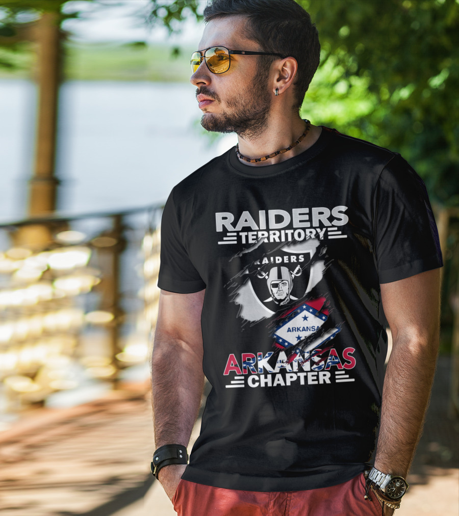 Raiders Territory Arkansas Chapter With Raiders Logo And Arkansas Flag T-Shirt