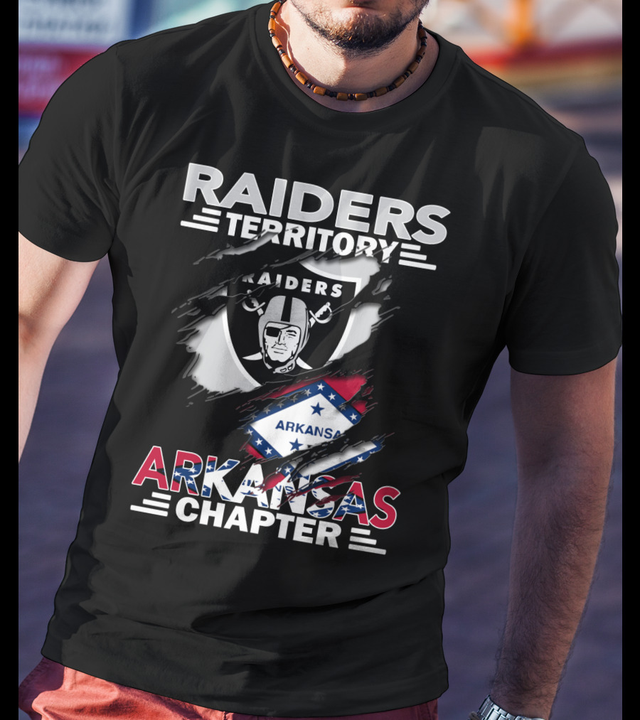 Raiders Territory Arkansas Chapter With Raiders Logo And Arkansas Flag T-Shirt