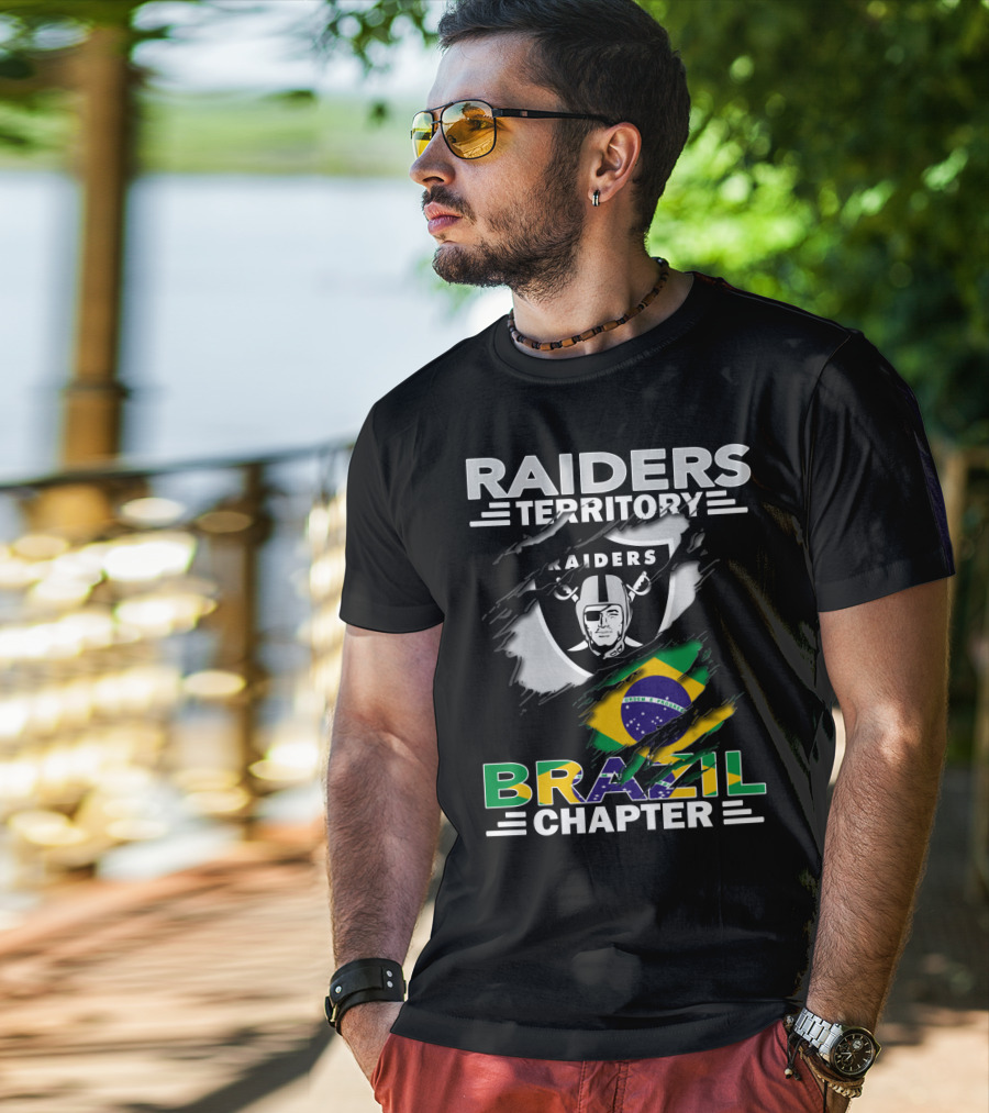 Raiders Territory Brazil Chapter Raiders Logo Brazil Flag T-Shirt