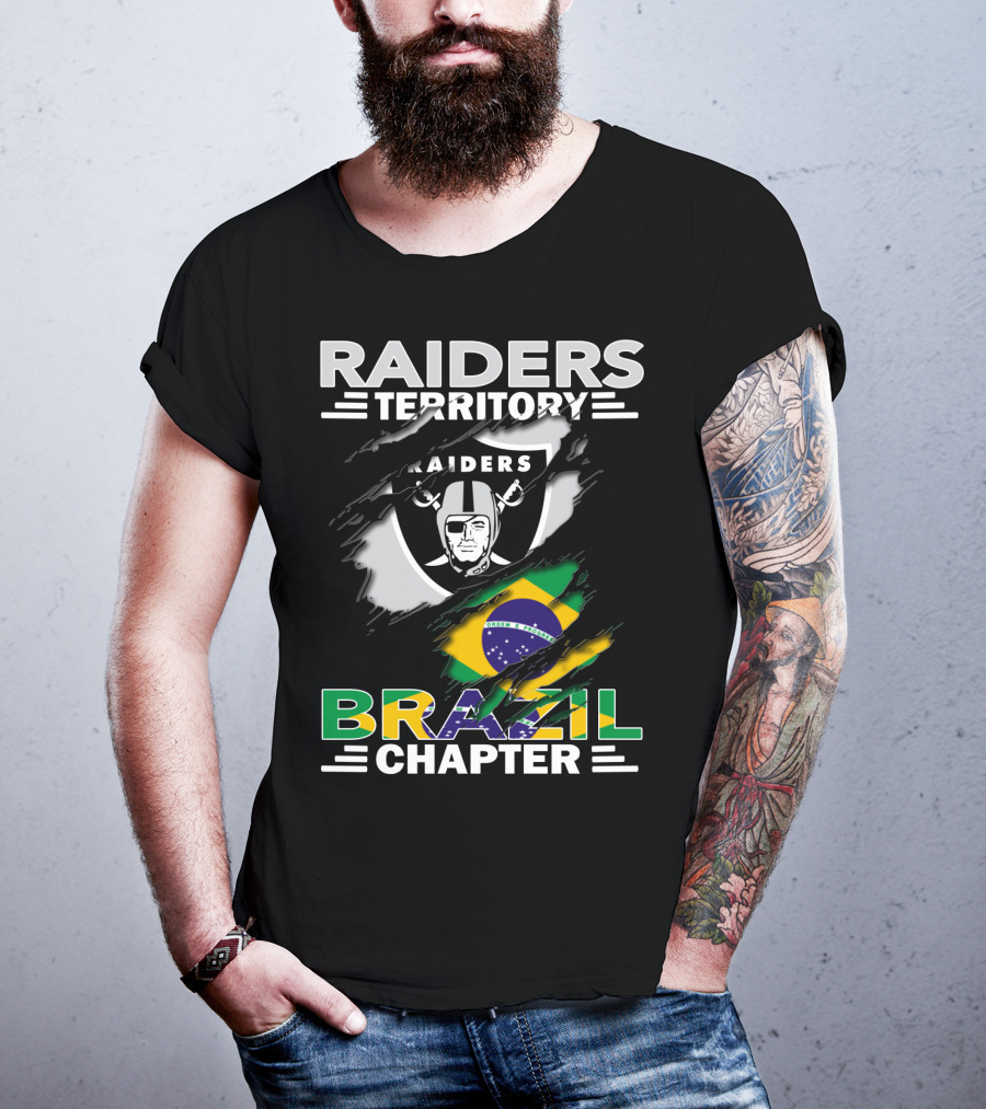 Raiders Territory Brazil Chapter Raiders Logo Brazil Flag T-Shirt