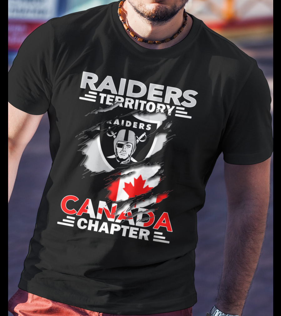 Raiders Territory Canada Chapter Raiders Flag Logo Canadian Flag T-Shirt