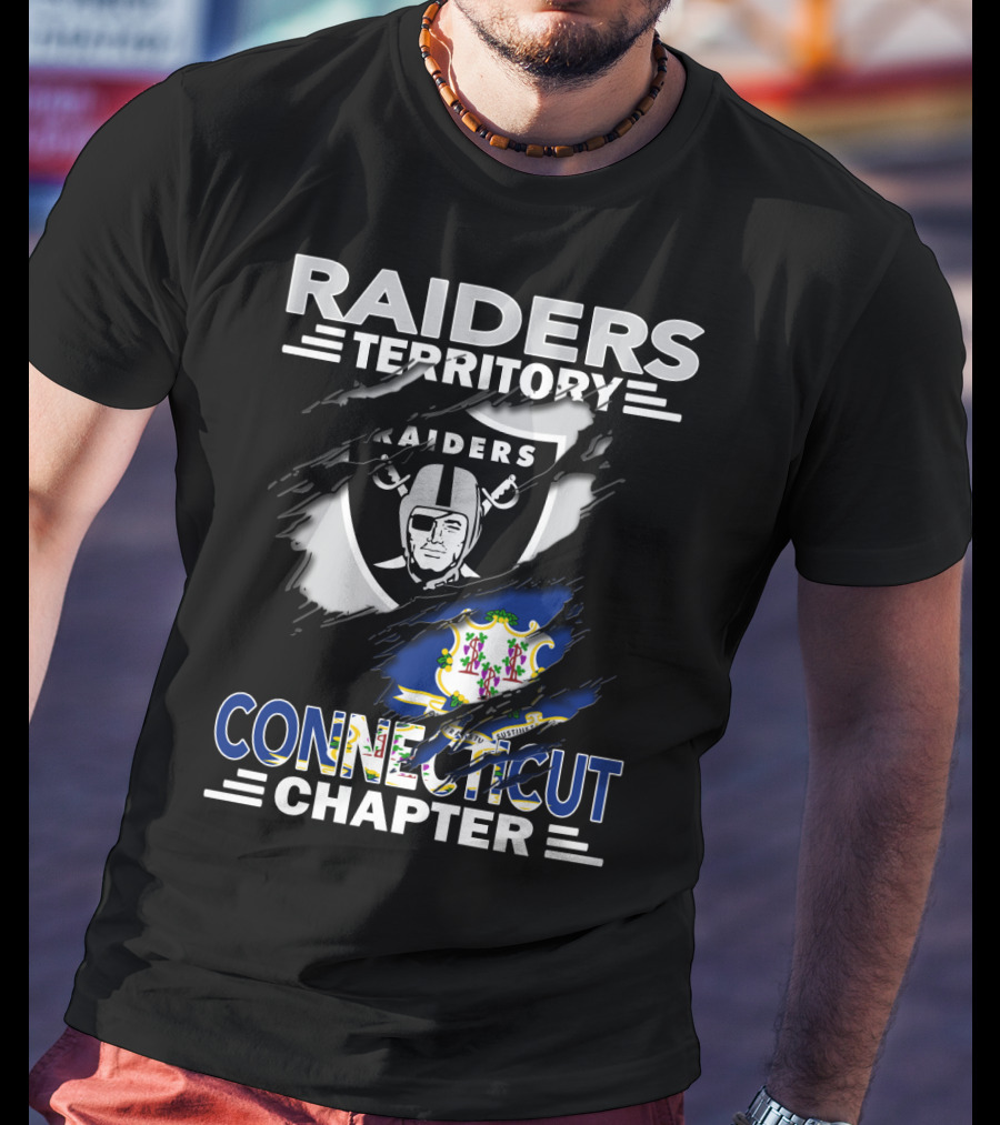 Raiders Territory Connecticut Chapter Shield And State Flag Fusion T-Shirt