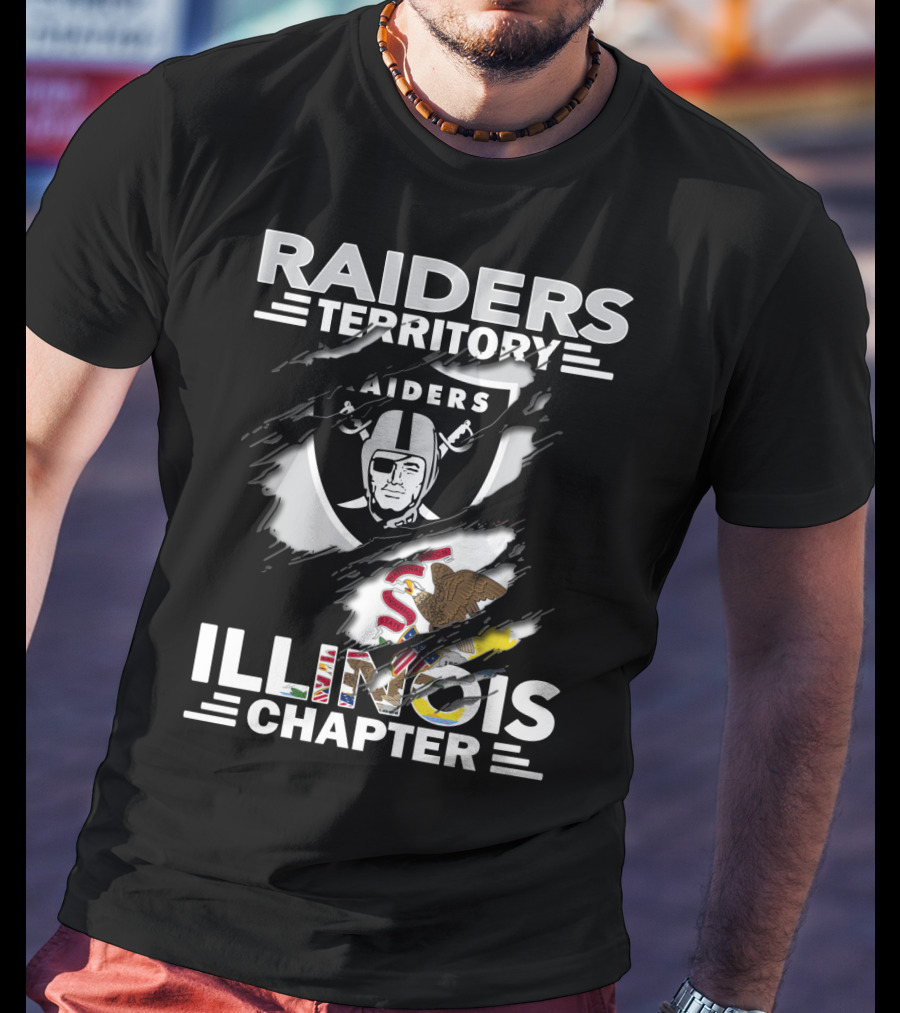 Raiders Territory Illinois Chapter Raiders Logo And Illinois State Flag T-Shirt