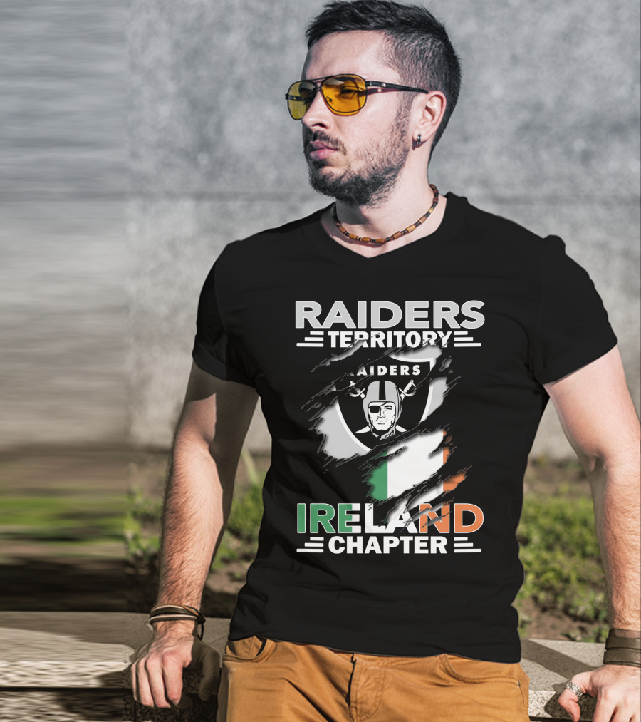 Raiders Territory Ireland Chapter Shield With Irish Flag T-Shirt