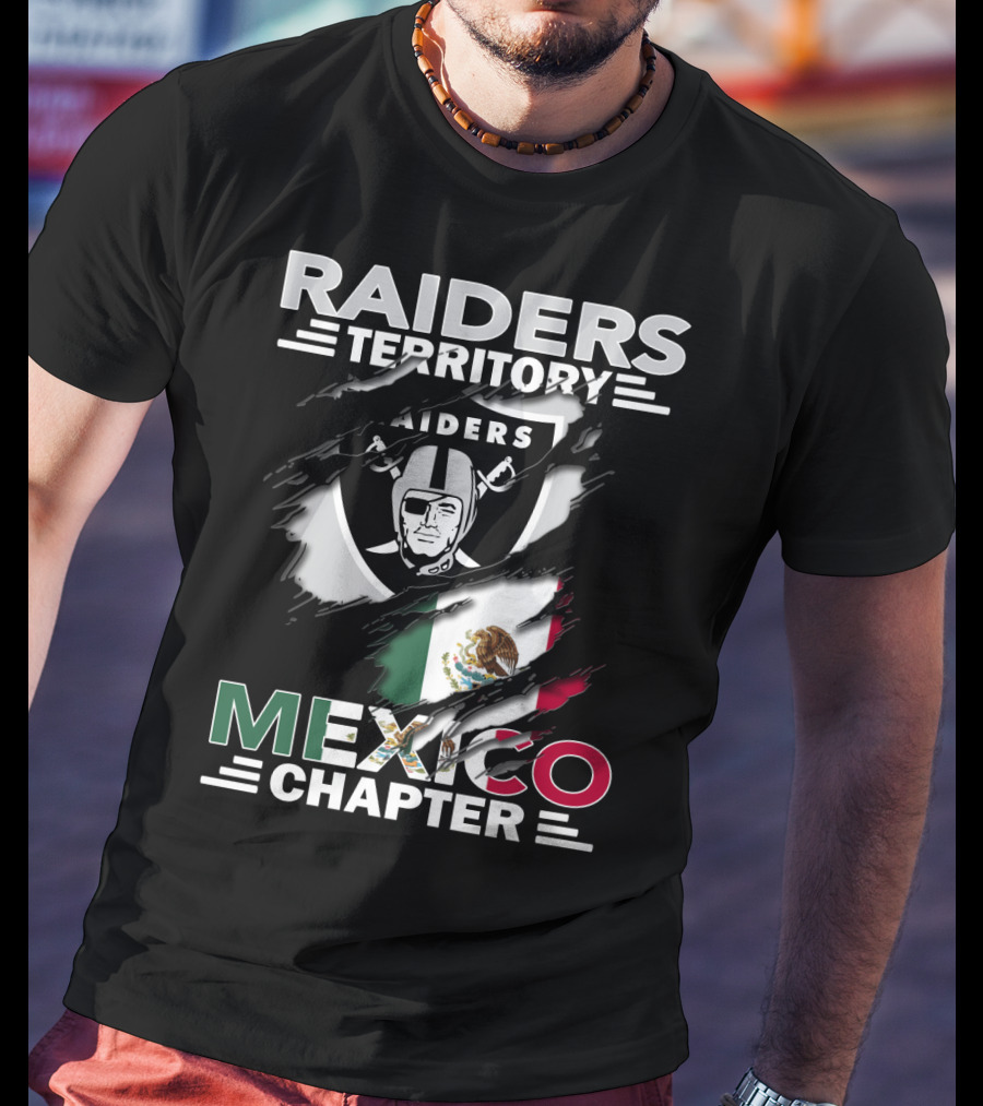 Raiders Territory Mexico Chapter Raiders Shield Mexican Flag T-Shirt