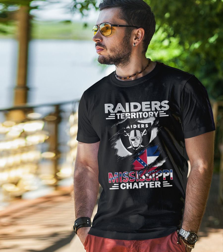 Raiders Territory Mississippi Chapter With Raiders Shield And Mississippi Flag Elements T-Shirt