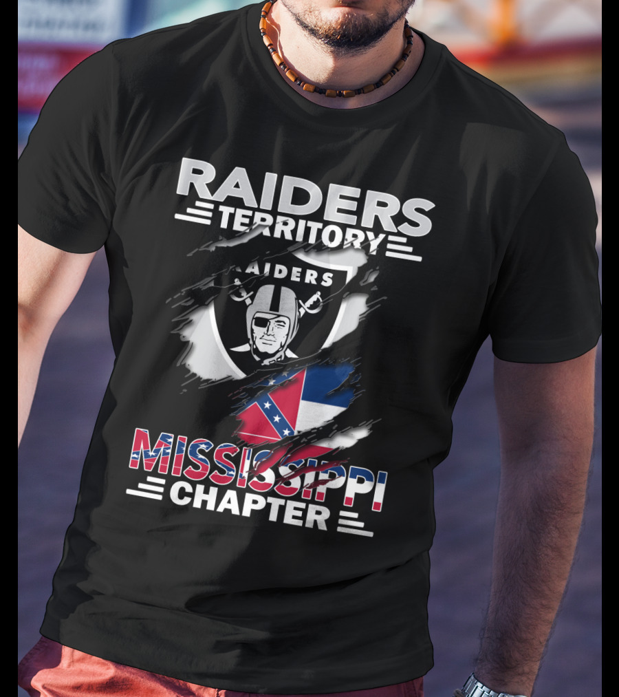 Raiders Territory Mississippi Chapter With Raiders Shield And Mississippi Flag Elements T-Shirt