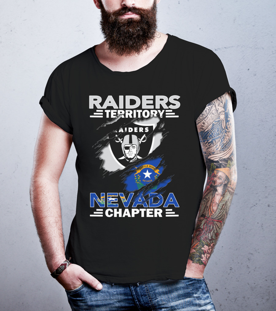 Raiders Territory Nevada Chapter Battle Born Flag Crest T-Shirt