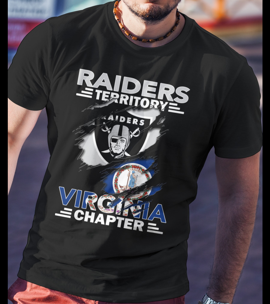 Raiders Territory Virginia Chapter Shield Torn Flag Raider Emblem T-Shirt